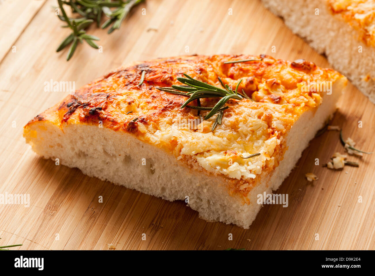 Fresh Homemade Italian Focaccia Bread with rosemary Stock Photo