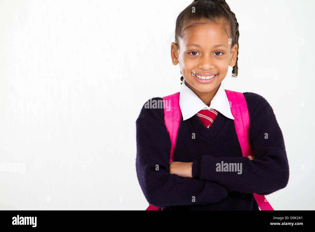 half length portrait of primary schoolgirl Stock Photo