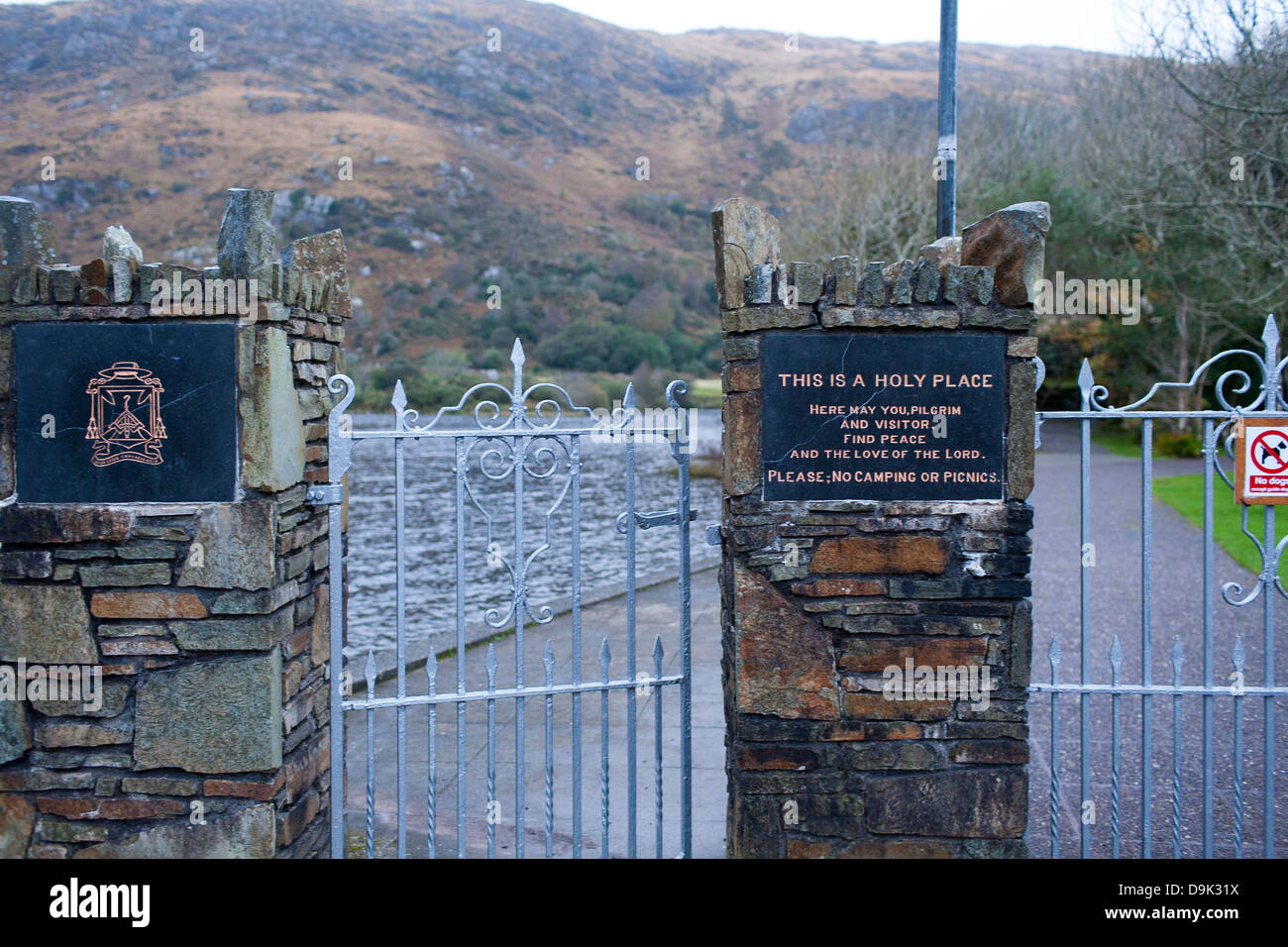 The entrance to the chapel of Gougane barra is, close to Macroom in the Republic of Ireland Stock Photo