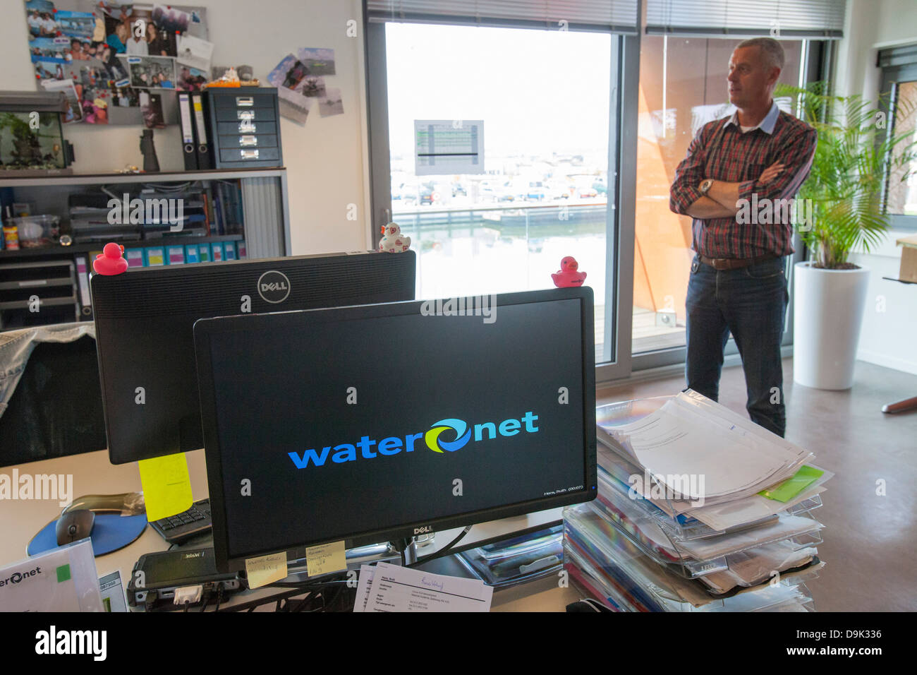 The floating offices of Waternet in Amsterdam, Netherlands. Stock Photo