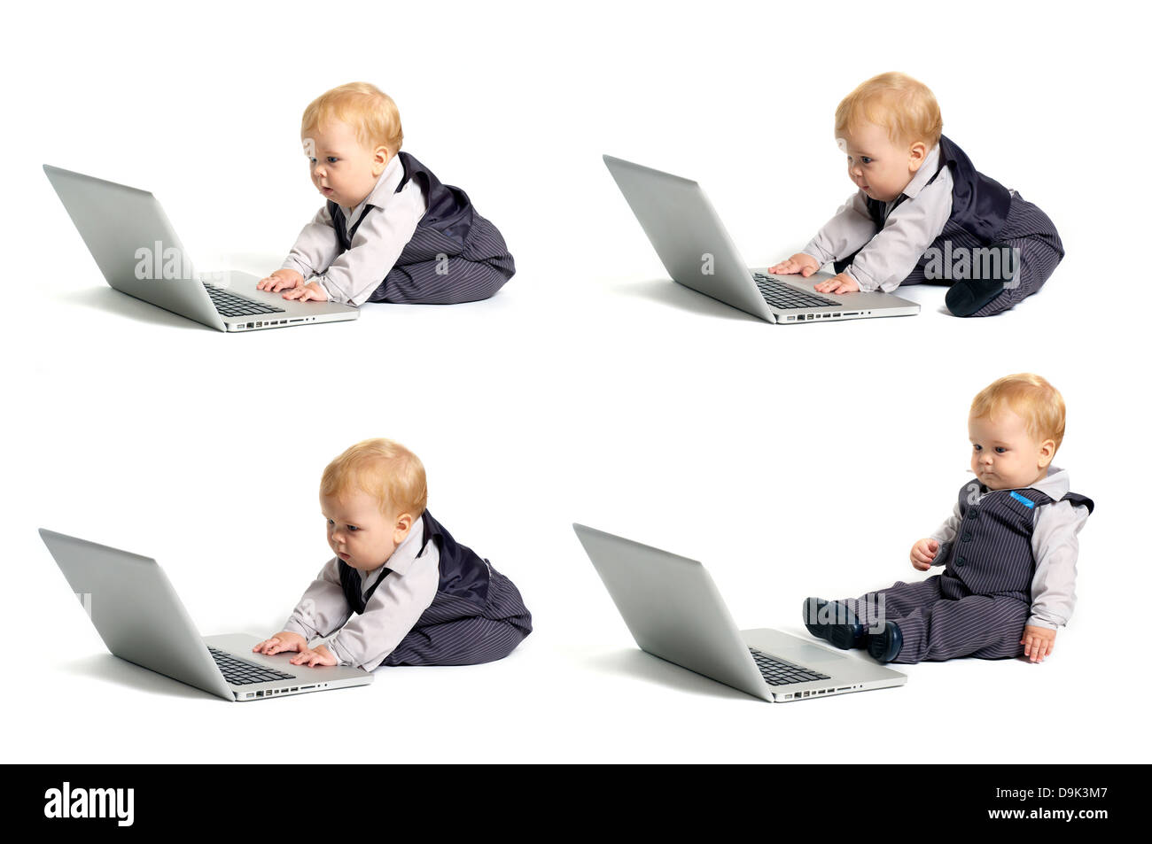 Photo montage of baby with laptop Stock Photo