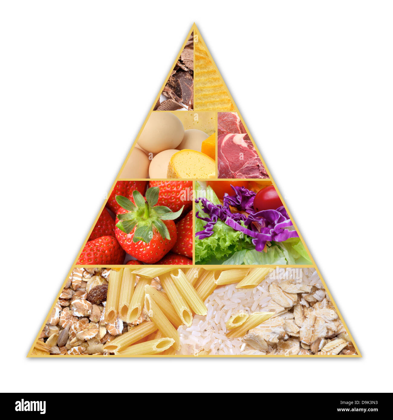 A pyramid health guide for healthy diets Stock Photo