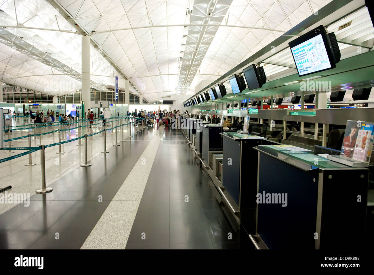 Check-in area at the Hong Kong airport Stock Photo