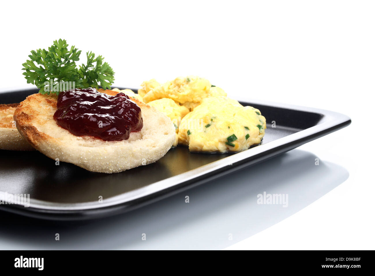 Toasties with scrambled eggs and jam Stock Photo Alamy
