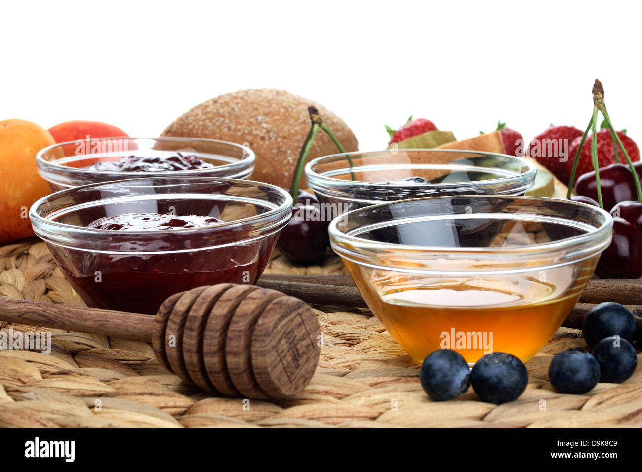 Different jams and honey Stock Photo Alamy