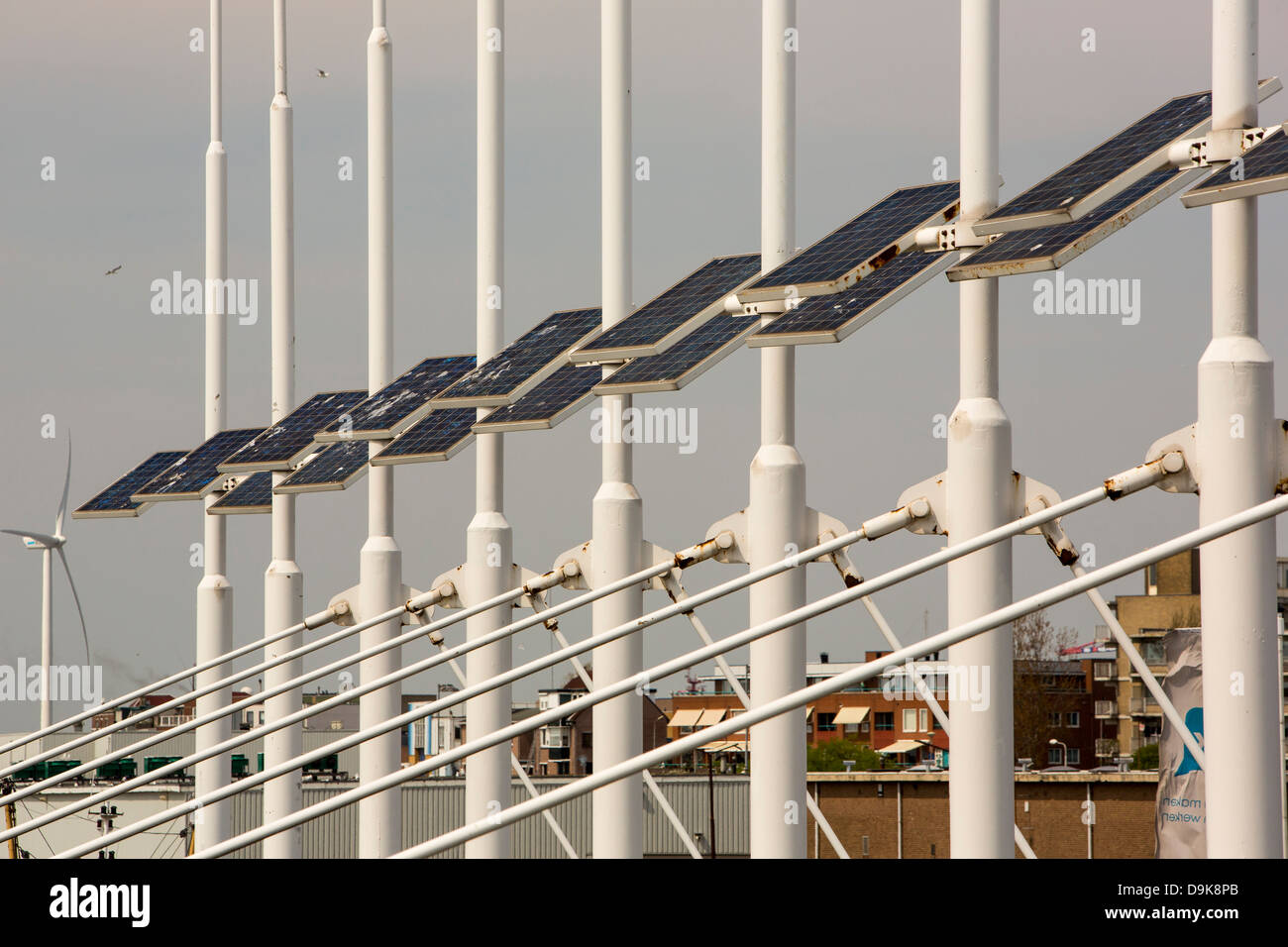 Solar panels in Ijmuiden, Netherlands. Stock Photo