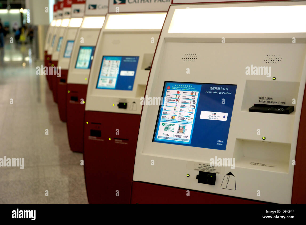 Self Check-in machines at the Hong Kong airport Stock Photo
