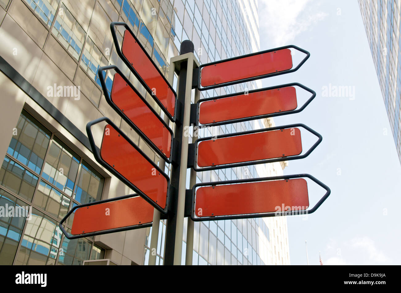 Blank red street direction signs Stock Photo
