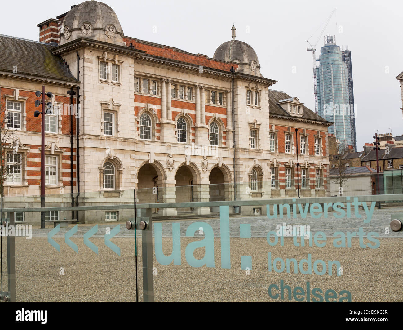 Rootstein Hopkins Parade Ground and the University of the Arts, London buildings of the Chelsea campus. Stock Photo