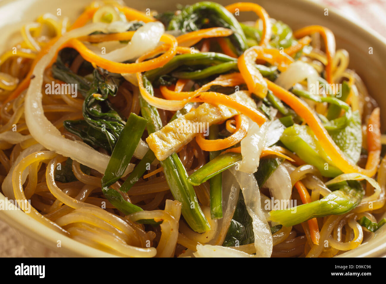 Korean Cold Bean Thread Noodles With Vegetables Stock Photo