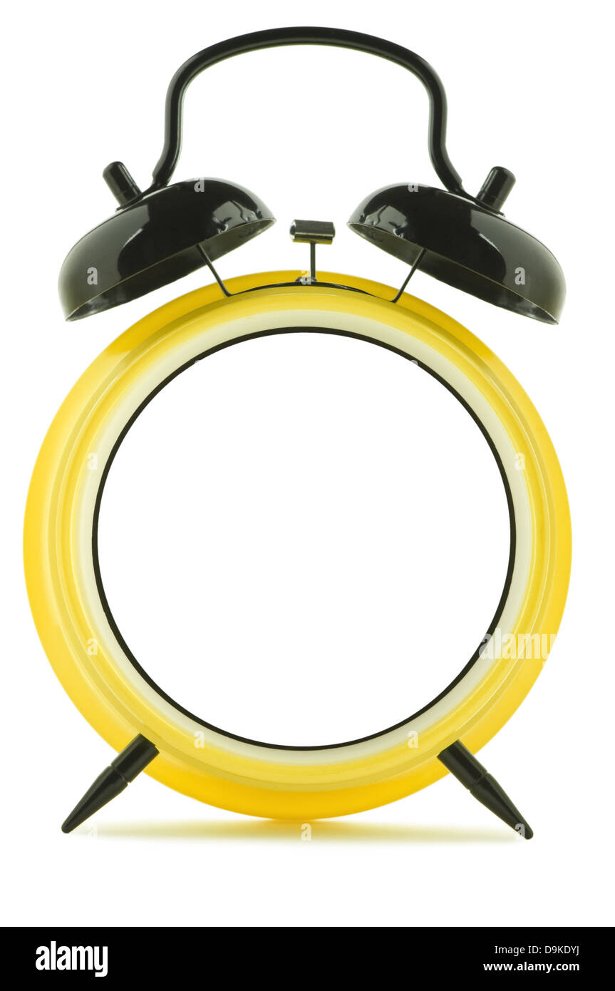 blank yellow vintage alarm clock Stock Photo Alamy