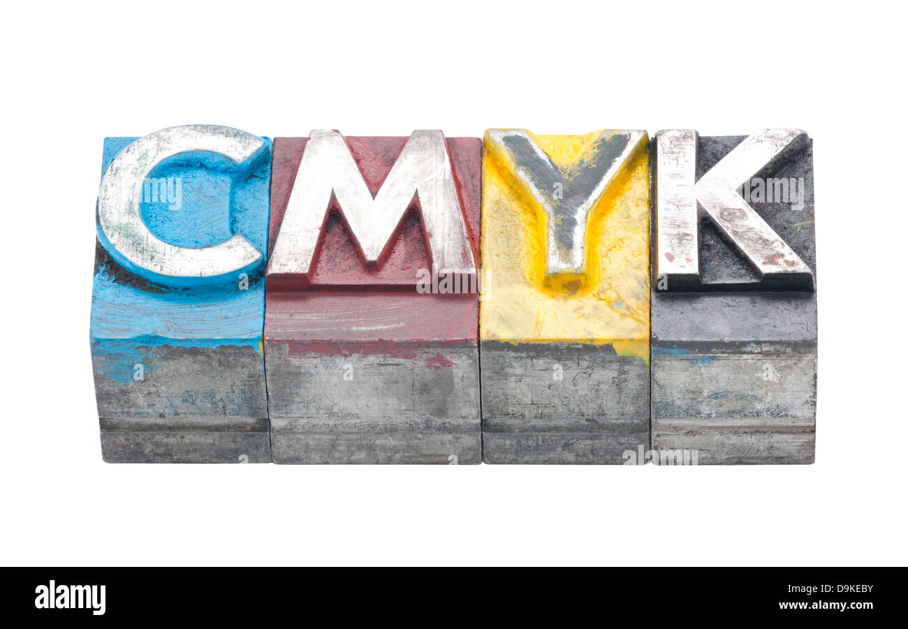 Cmyk made from metal letters Stock Photo