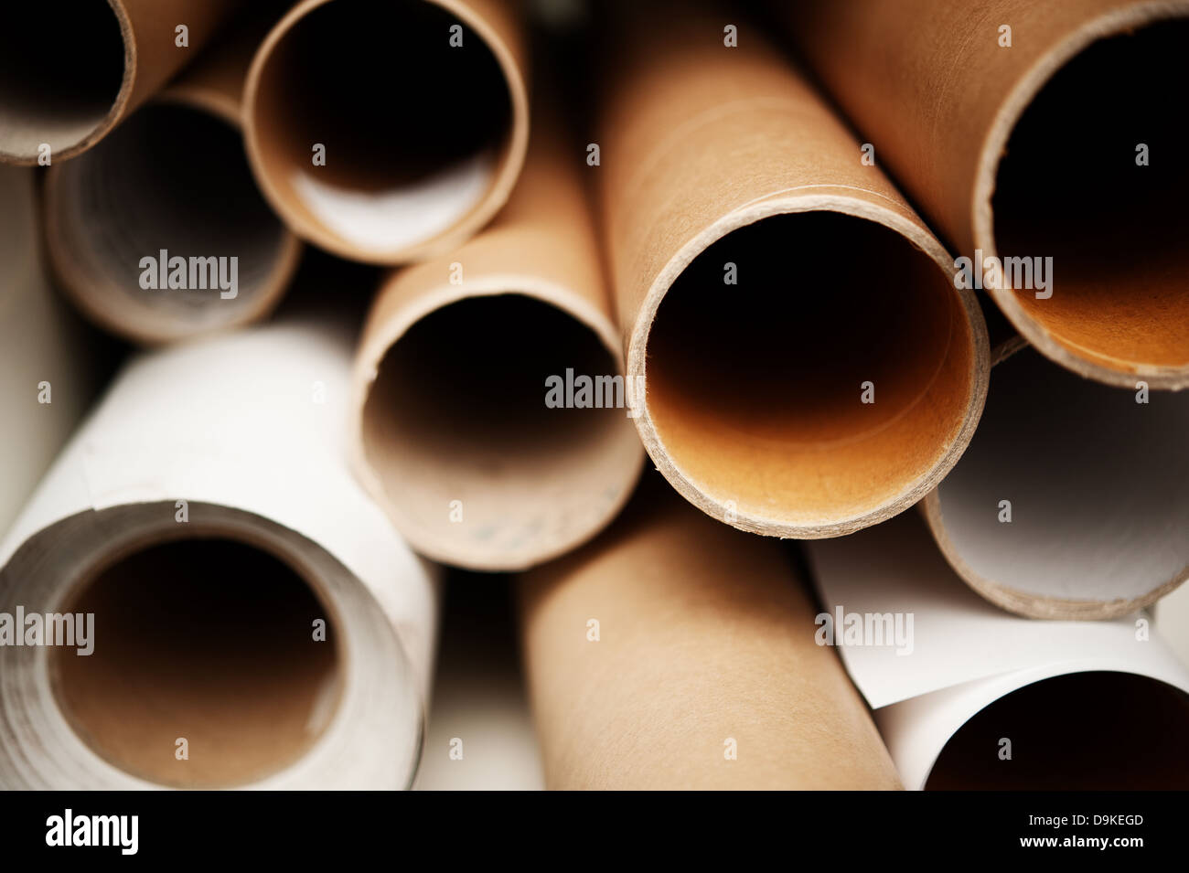 Stack of empty paper rolls Stock Photo
