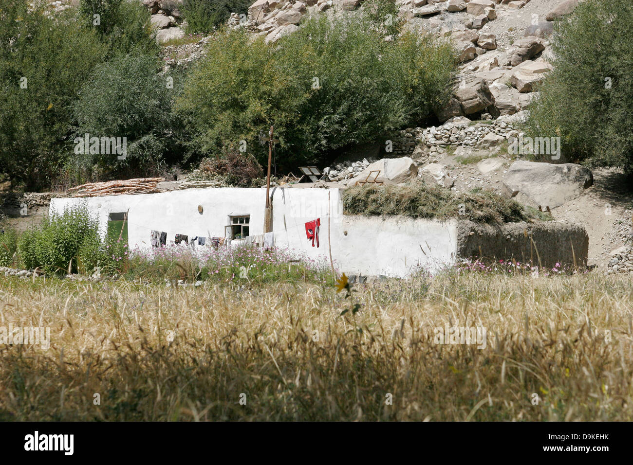 Traditional house in Wakhan Valley, Tajikistan, Central Asia Stock