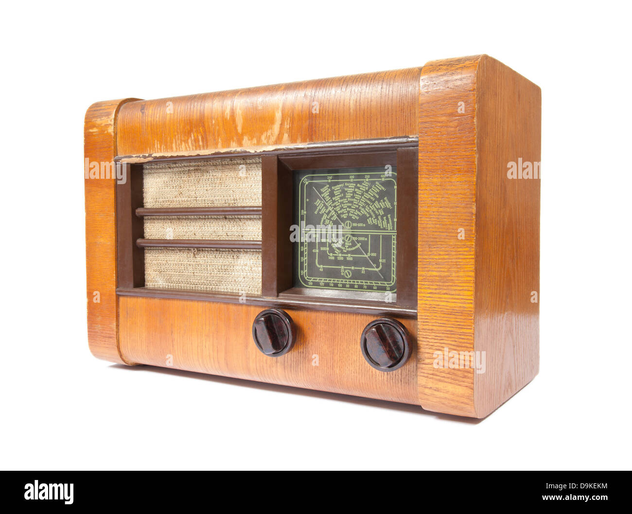 Old wooden radio isolated on white Stock Photo - Alamy