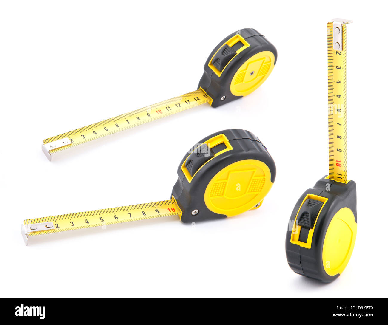 Yellow tape measure with soft shadow Stock Photo