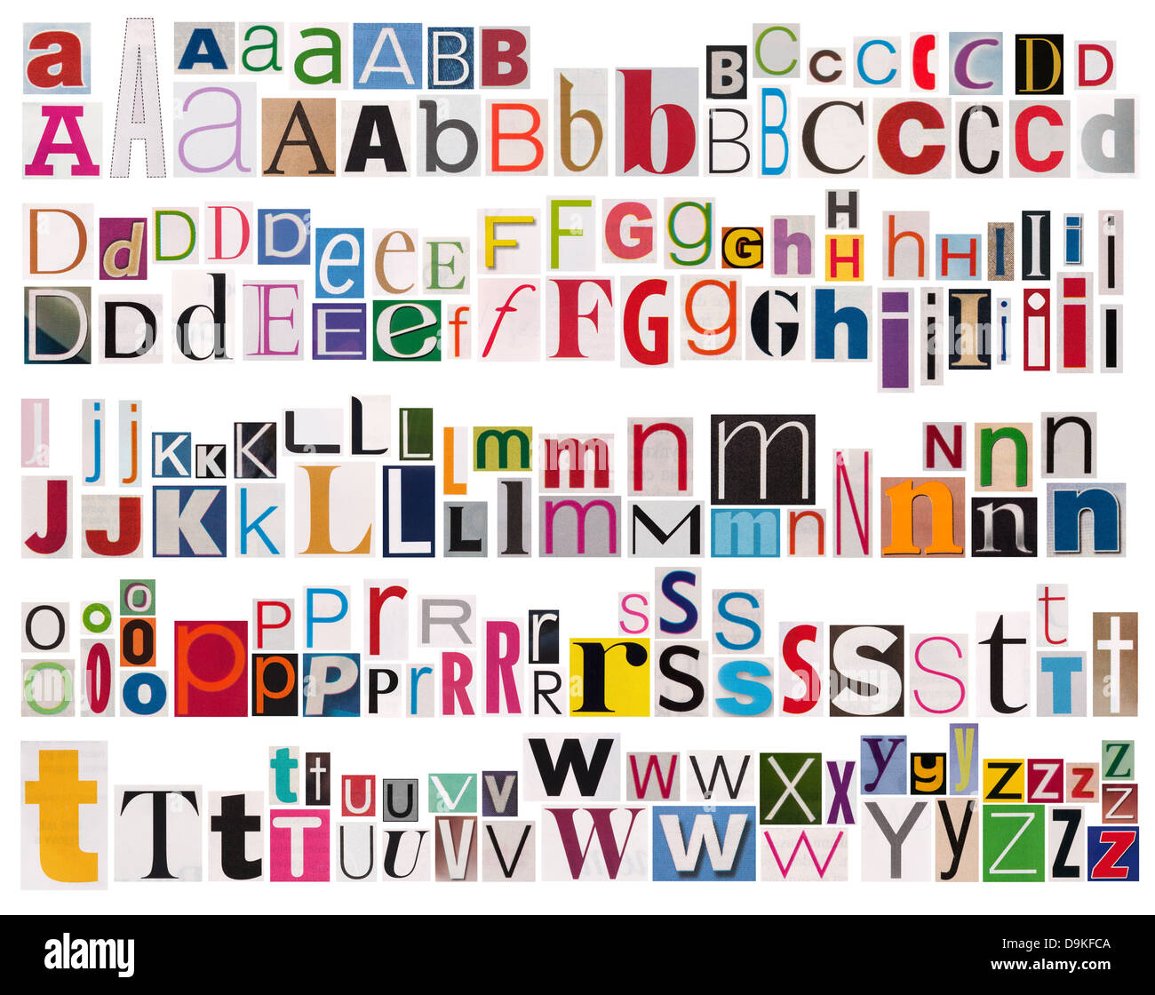 Colorful newspaper alphabet isolated on white Stock Photo Alamy