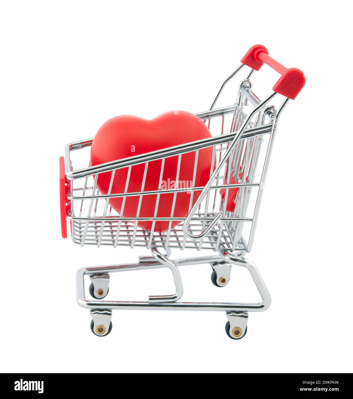 Shopping cart and red heart. Clipping path included. Stock Photo