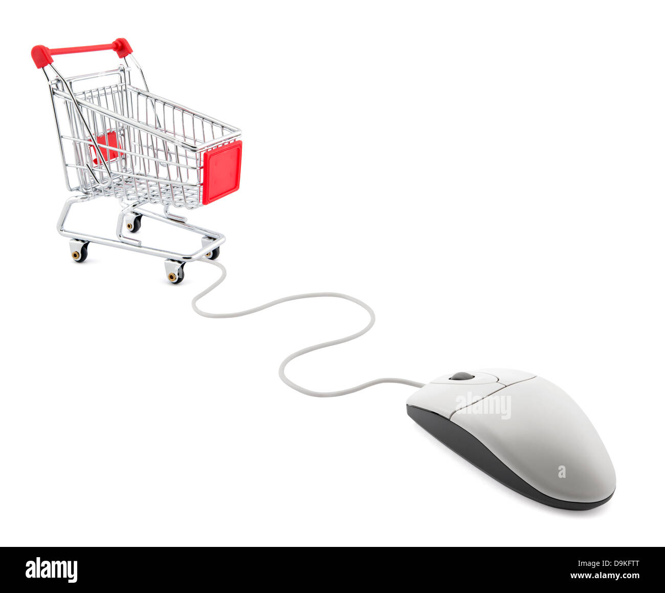 Internet shopping. Computer mouse and shopping cart. Stock Photo