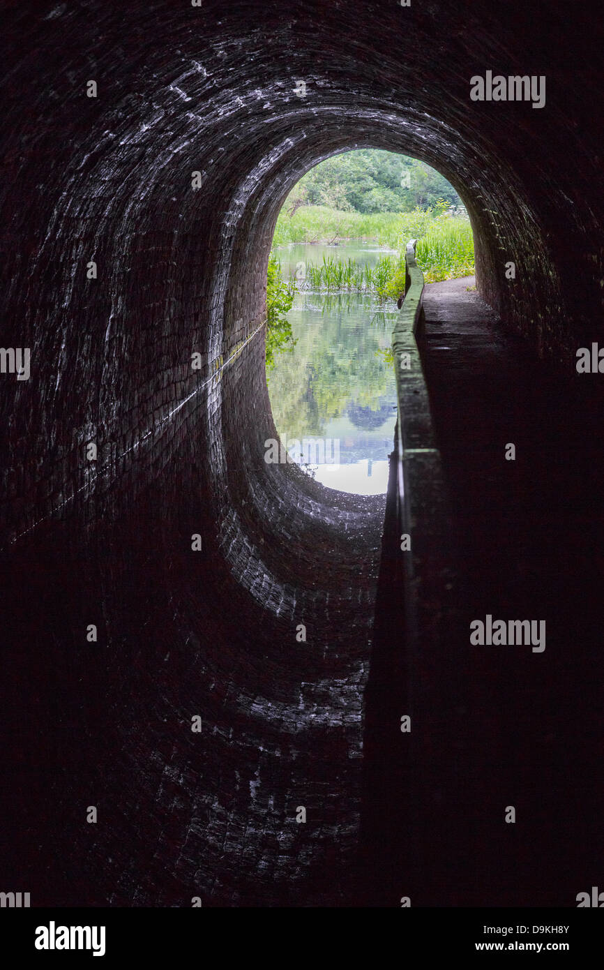 Inside the short Gregory Tunnel on the Cromford Canal near Matlock in Derbyshire UK Stock Photo