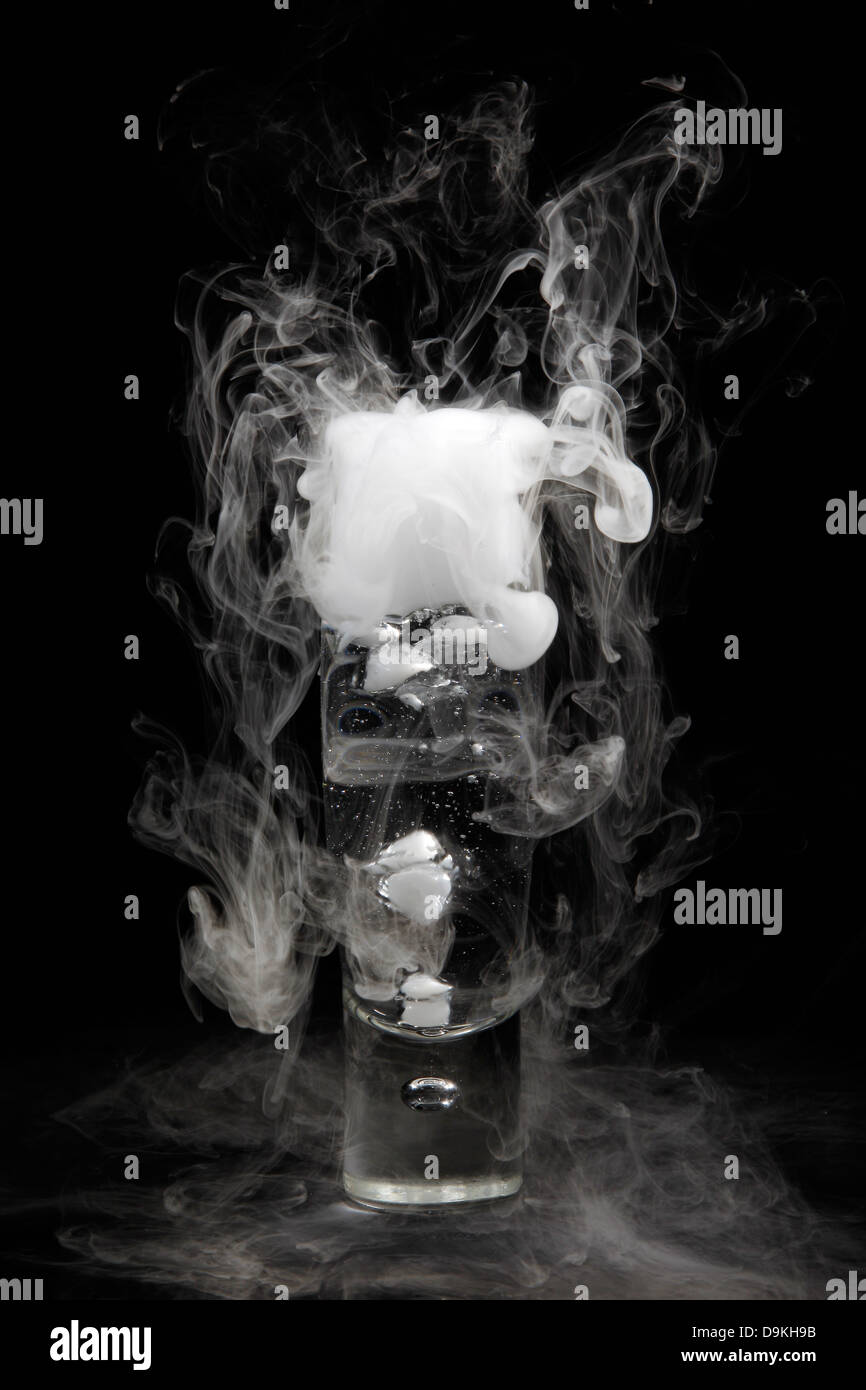 drink in glass with the effect of dry ice Stock Photo