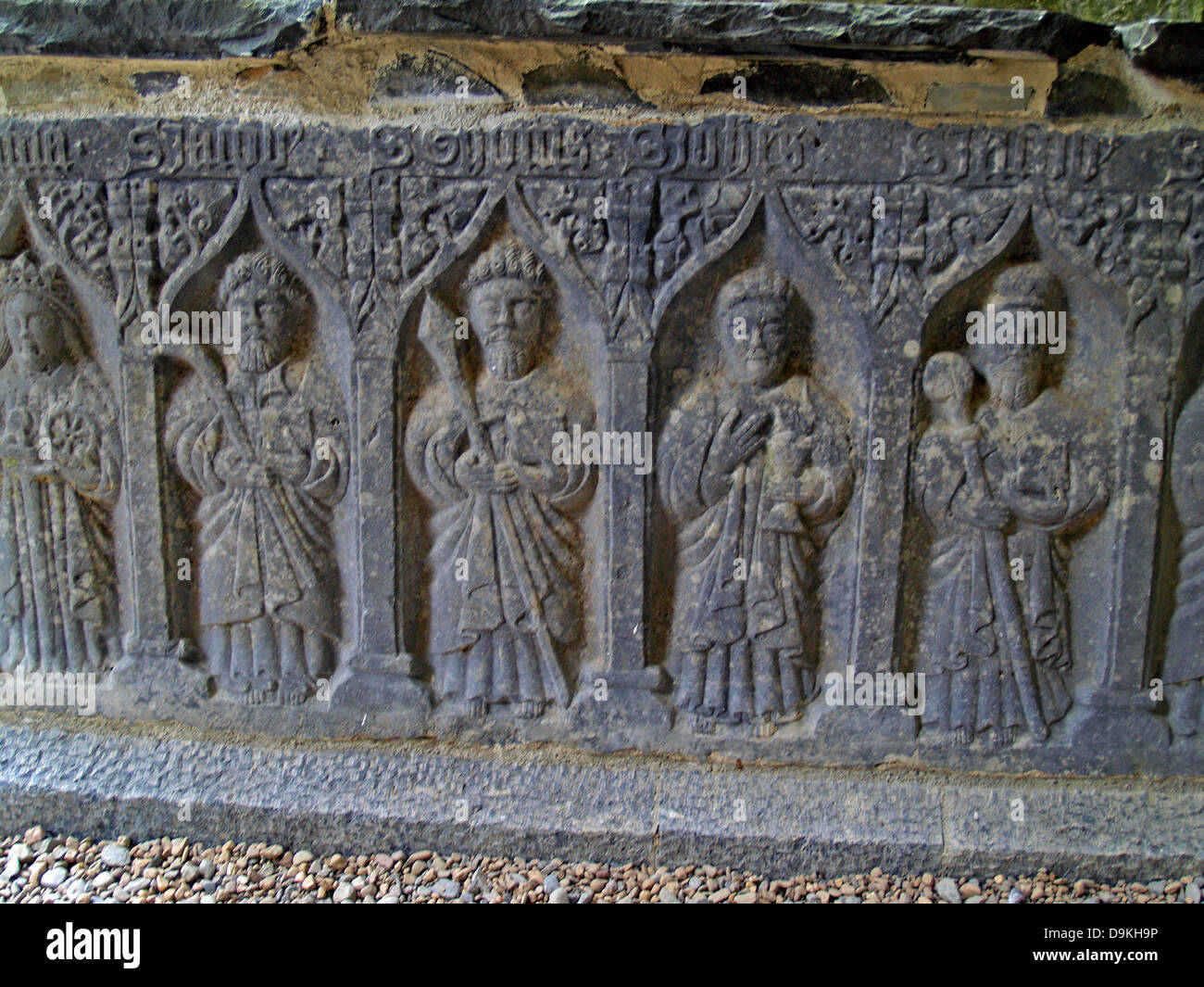 Tomb weepers carved on a tomb chest,Rock of Cashel,Ireland Stock Photo