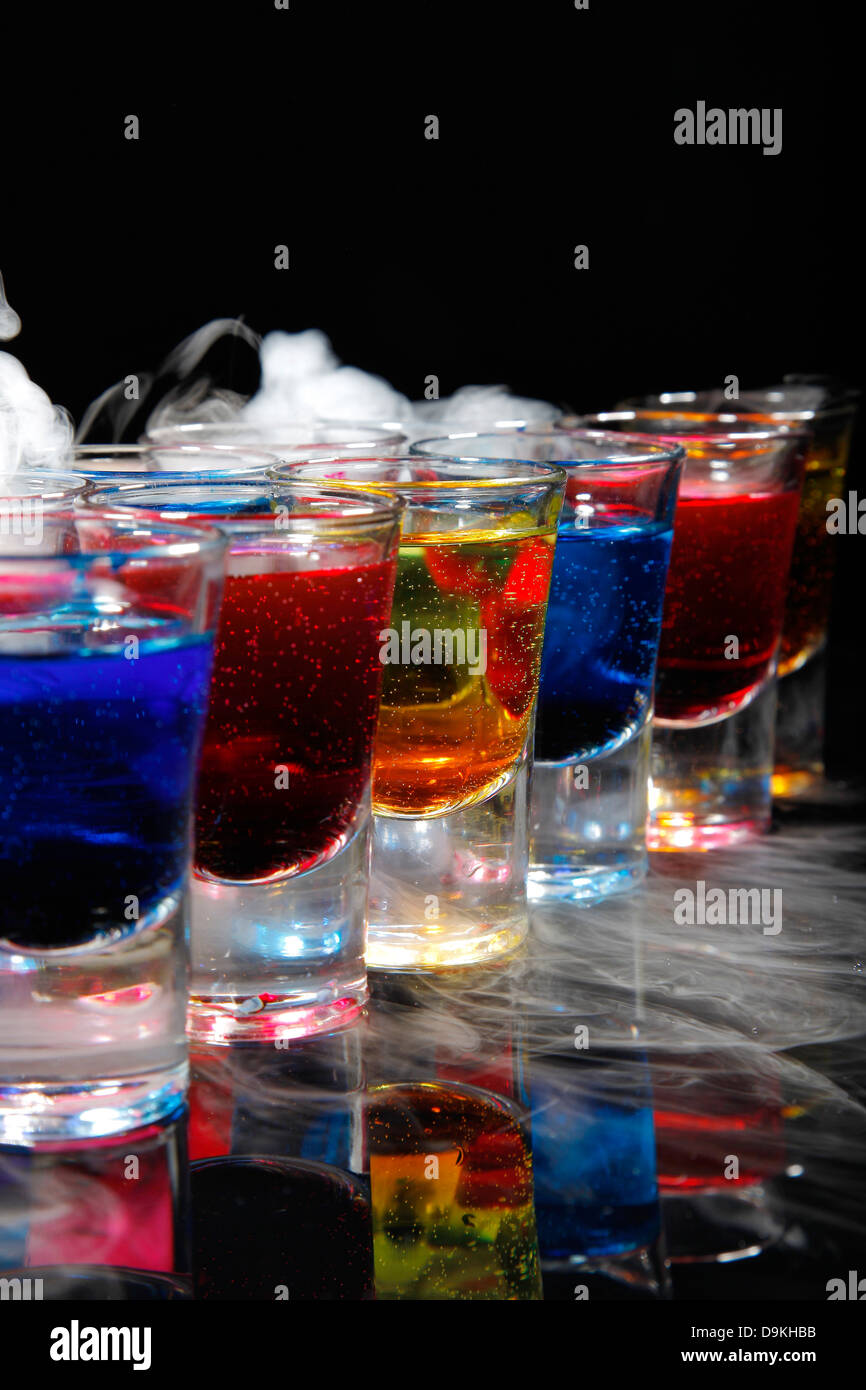 Several alcohol shots Stock Photo Alamy