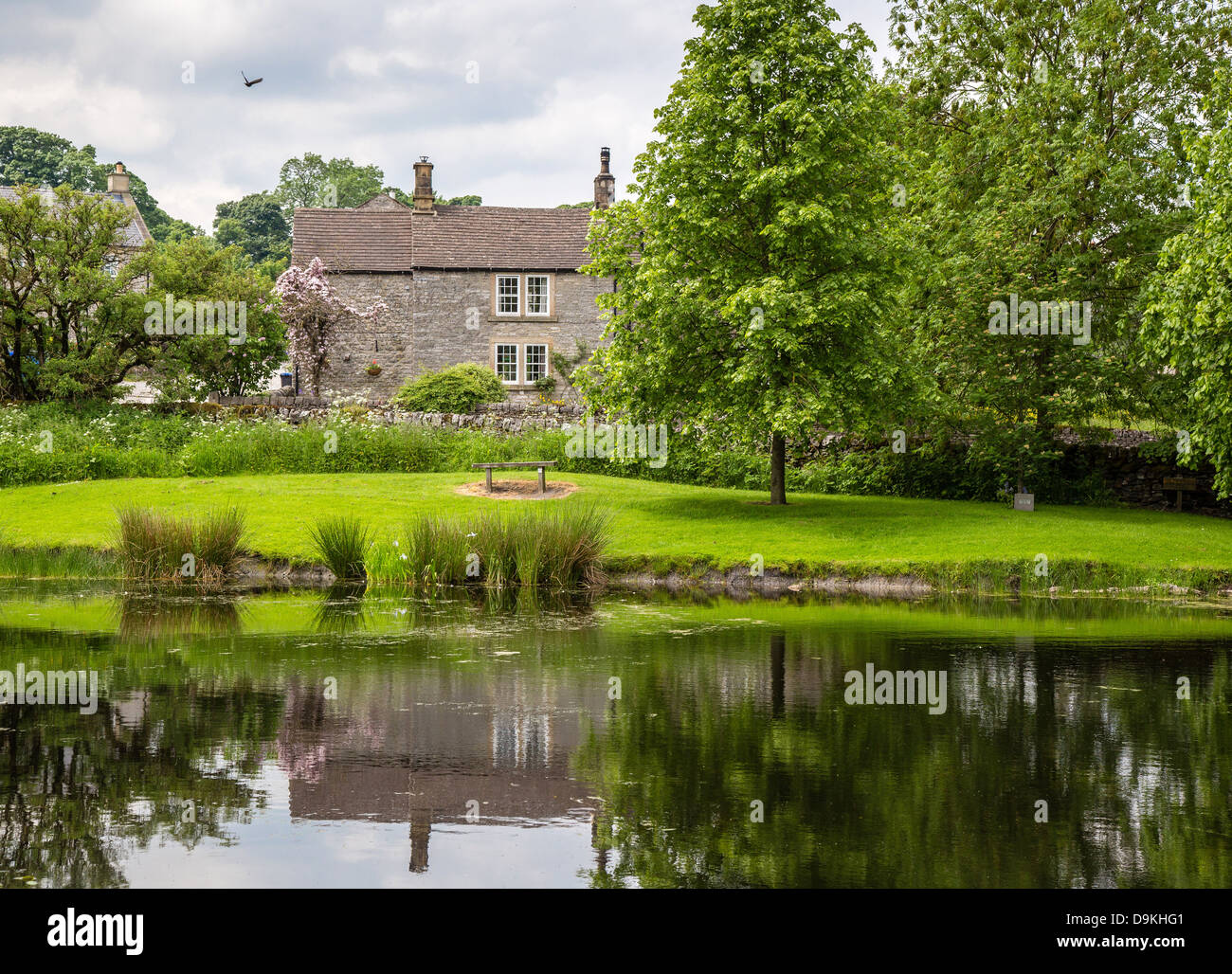 Village pond of Monyash in the Derbyshire Peak District Stock Photo