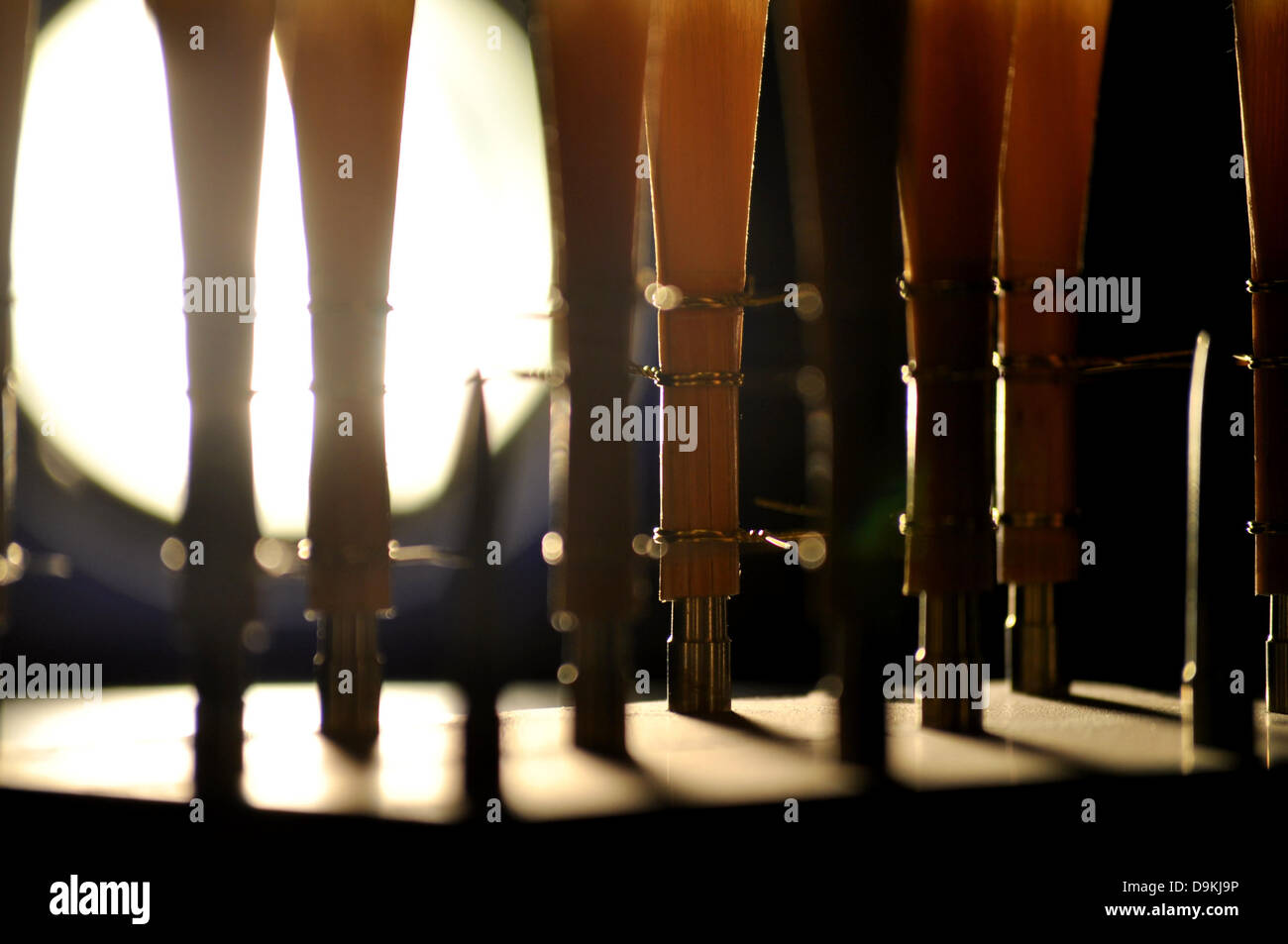 Bassoon reeds on drying rack Stock Photo Alamy