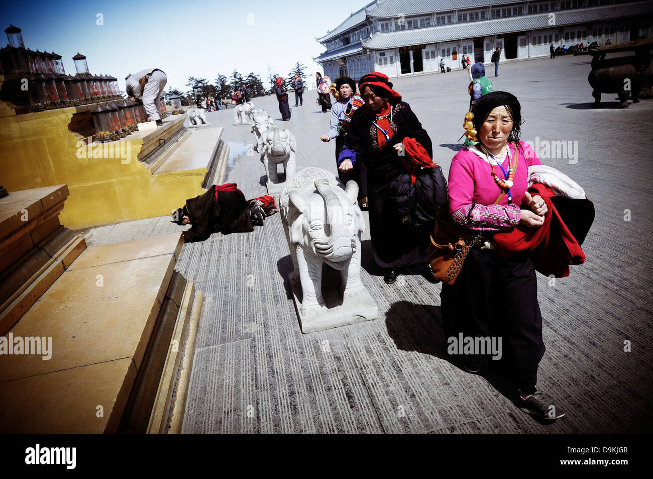 Life on Emeishan — one of China's most important sacred mountains for Buddhists. Stock Photo