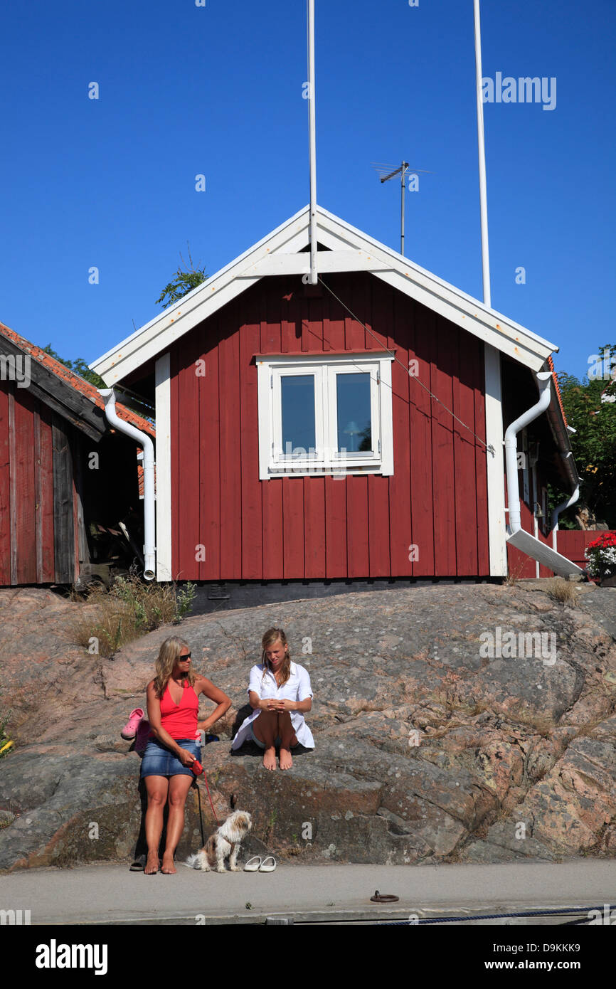 Landsort Island (Oeja) harbor, typical wooden house, Stockholm