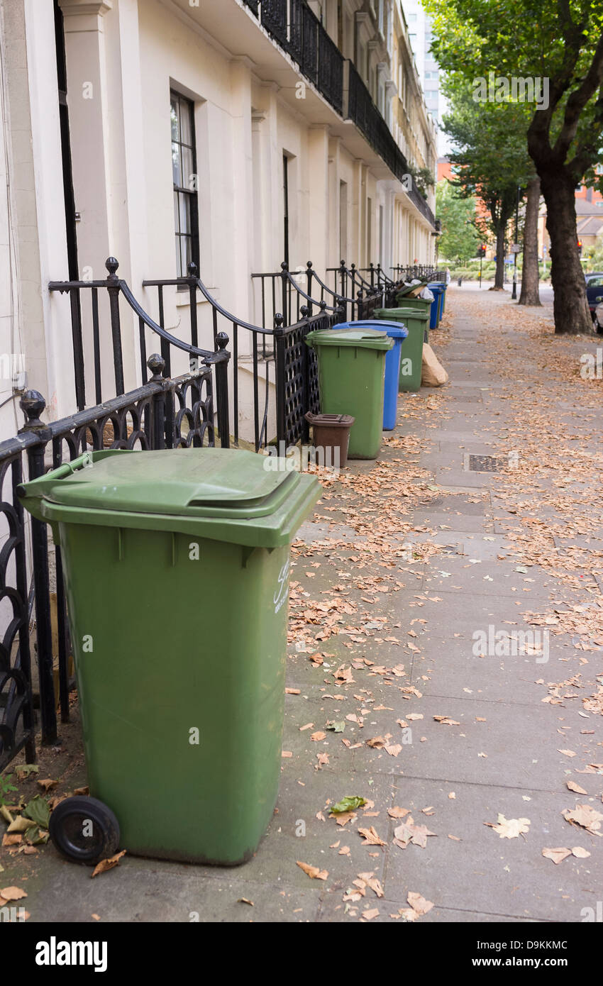 Recycling Wheelie Bins, London, Britain Stock Photo Alamy