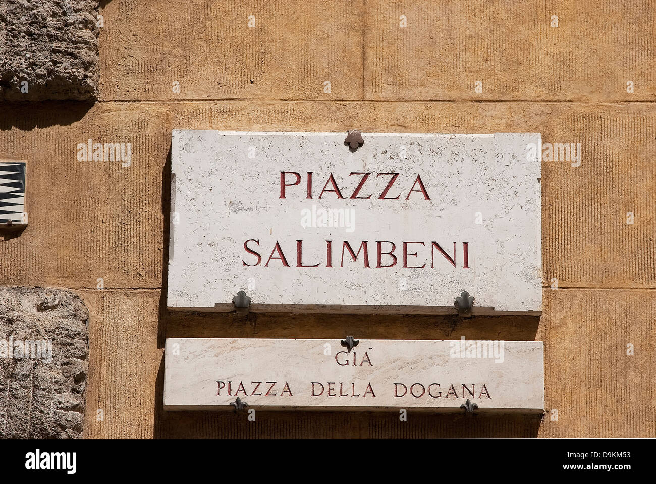 Street sign for Piazza Salimbeni, Siena, Italy. Stock Photo