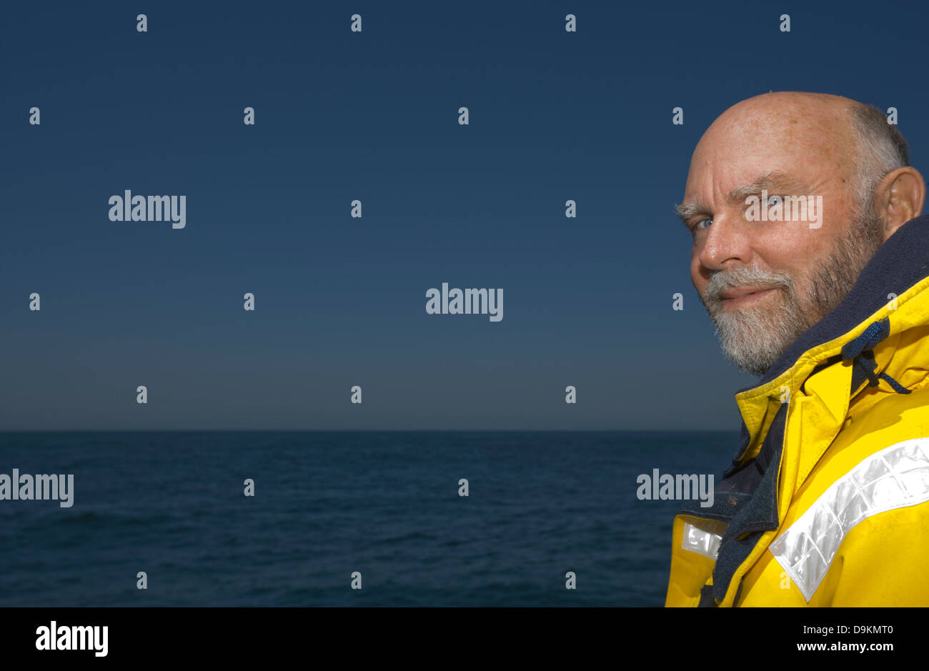 SAN DIEGO, CA – APRIL 19: Dr. Craig Venter on his Sail Boat in San Diego, California, U.S. on April 19, 2007. Stock Photo