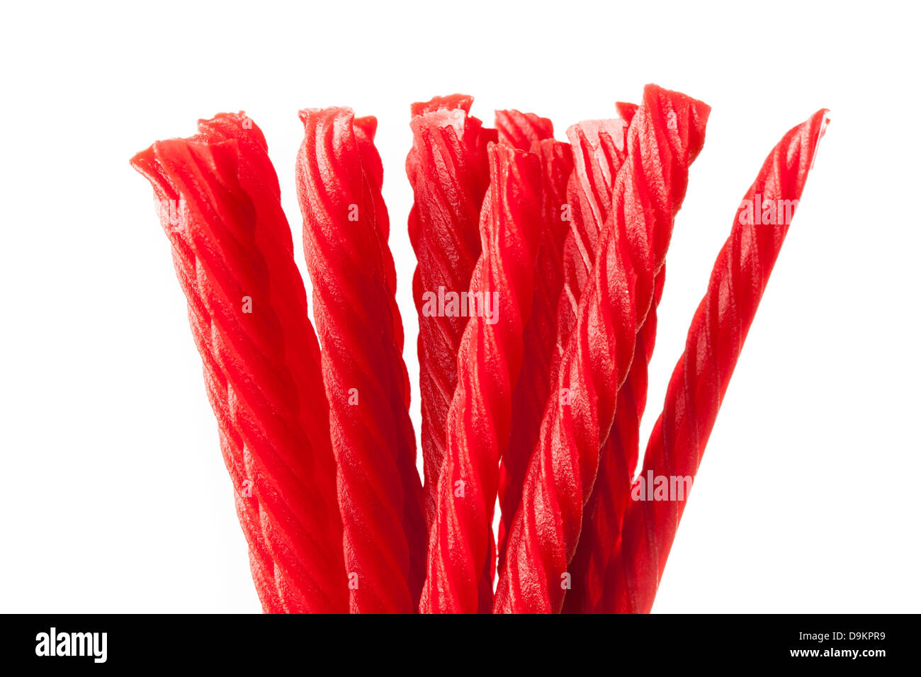 Bright Red Licorice Candy shaped like a twisted rope Stock Photo Alamy