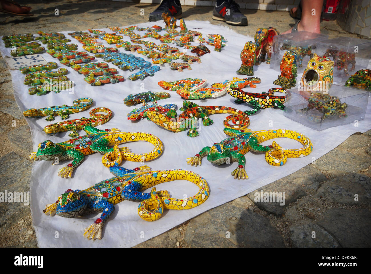 street vendor selling jewellery in Parc Guell Barcelona Stock Photo Alamy