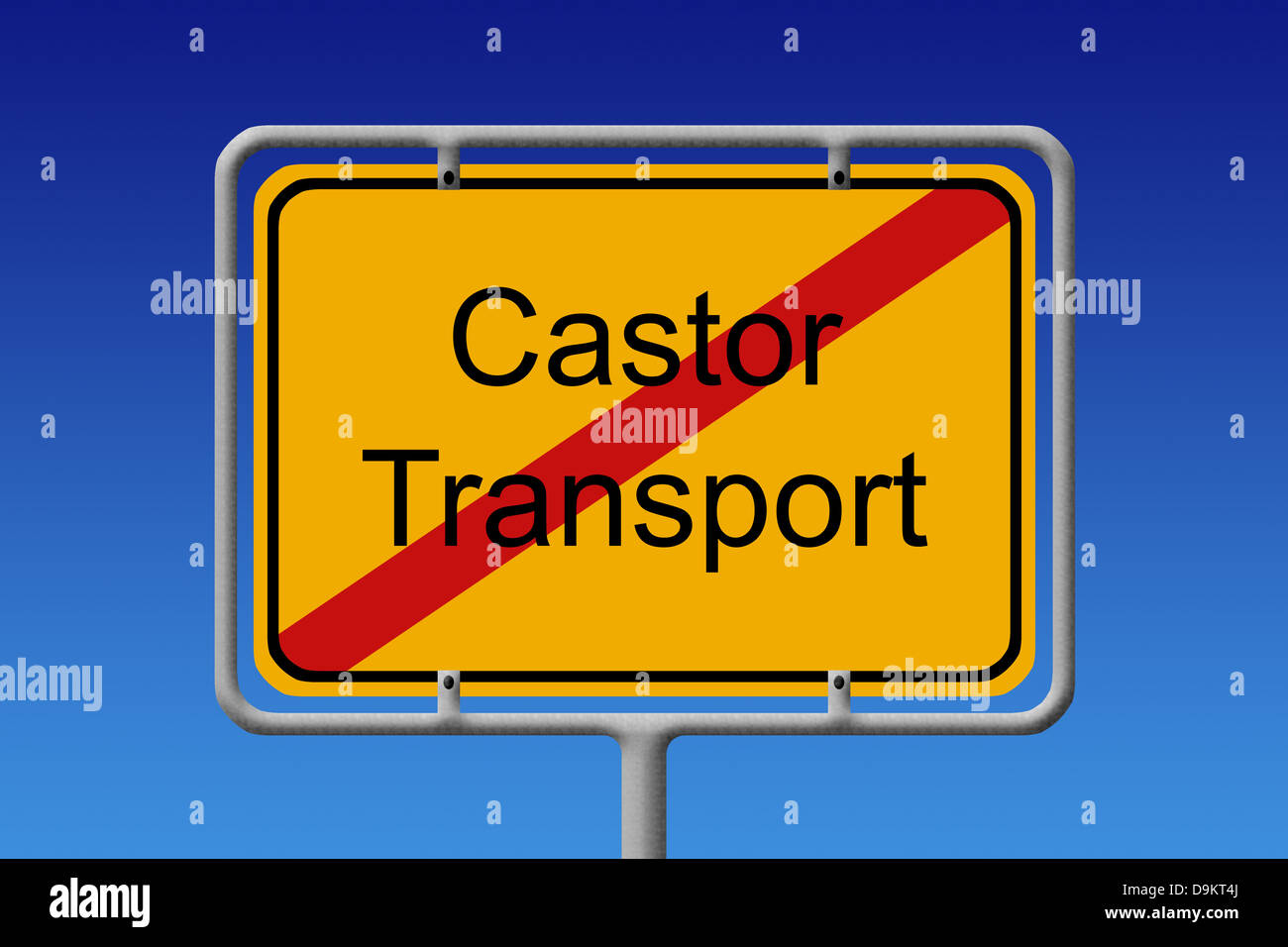Illustration of a German city sign with the words Castor Transport