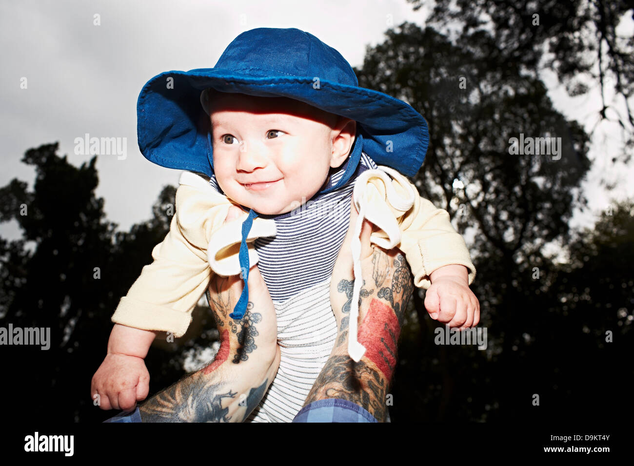 blue baby stripe terry sunhat