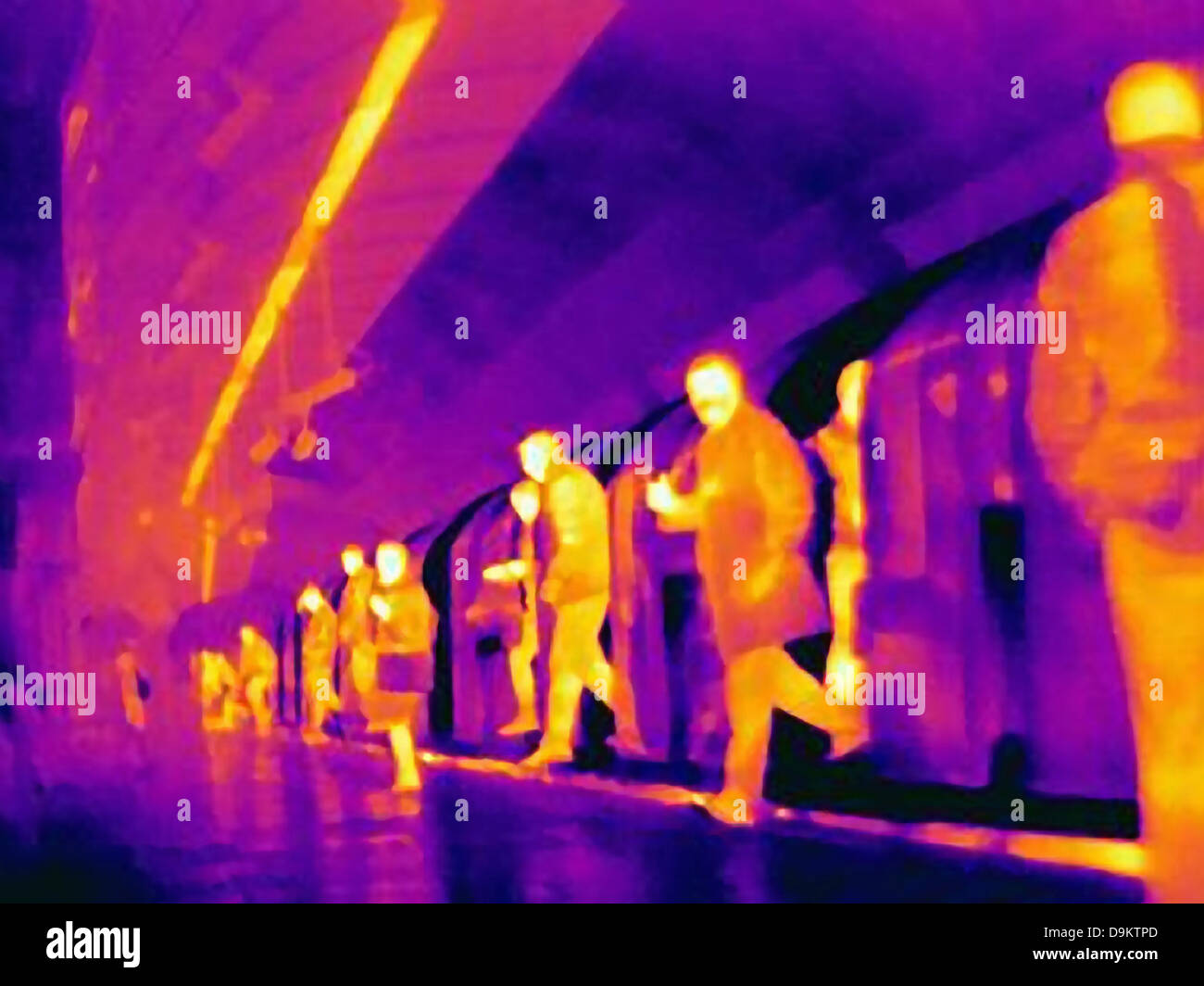 Thermal image of underground and commuters Stock Photo
