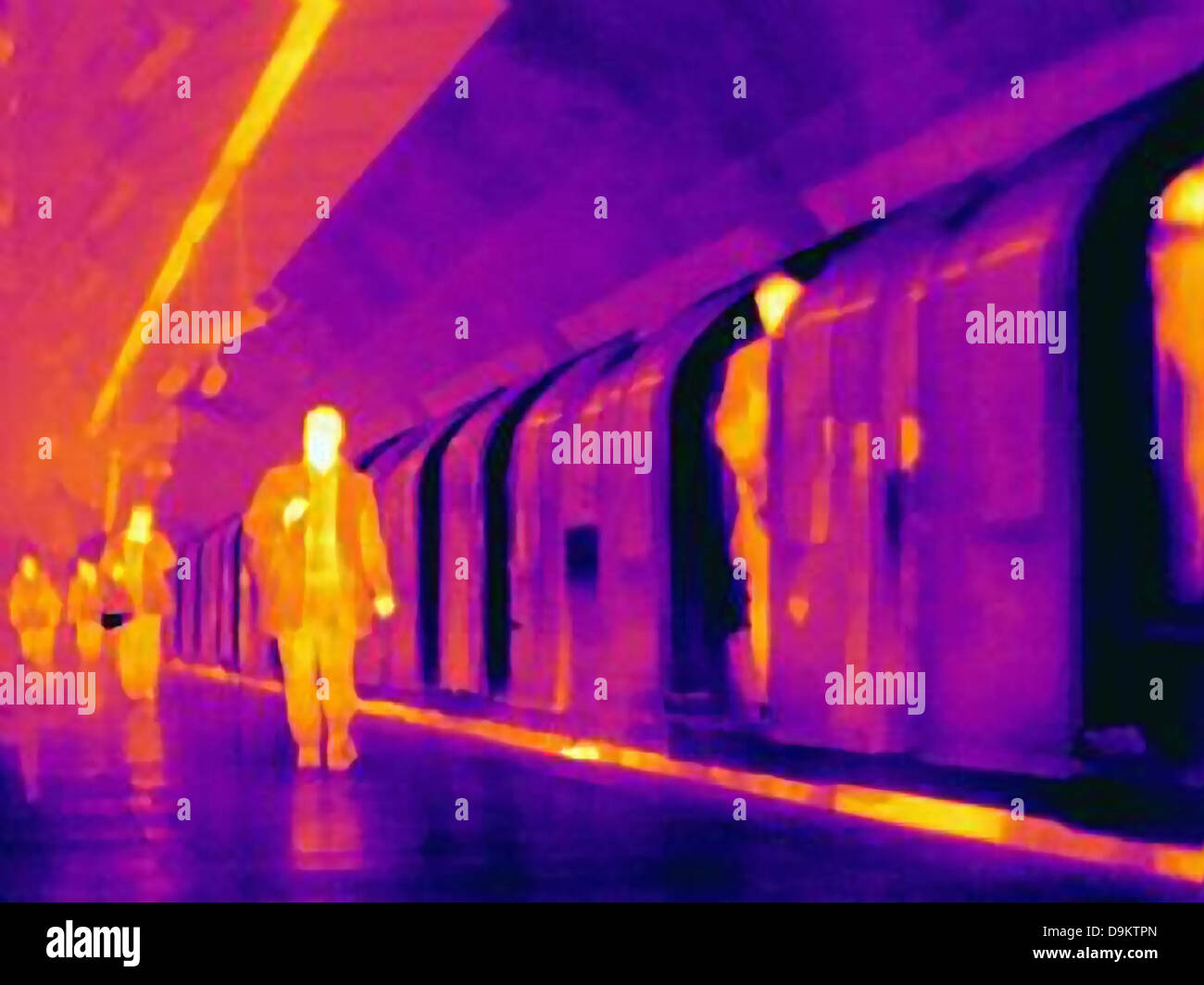 Thermal image of underground and commuters Stock Photo