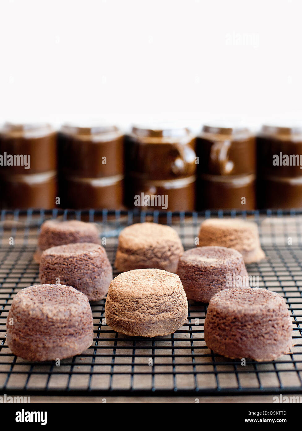 Coffee cakes on wire rack Stock Photo