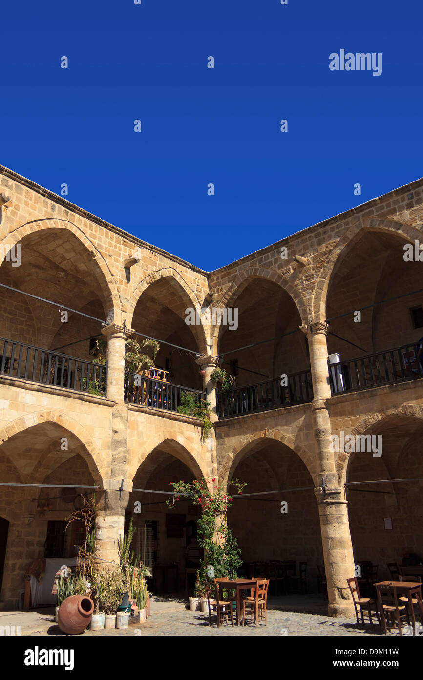 Courtyard of Buyuk Han in Nicosia, Cyprus. Stock Photo