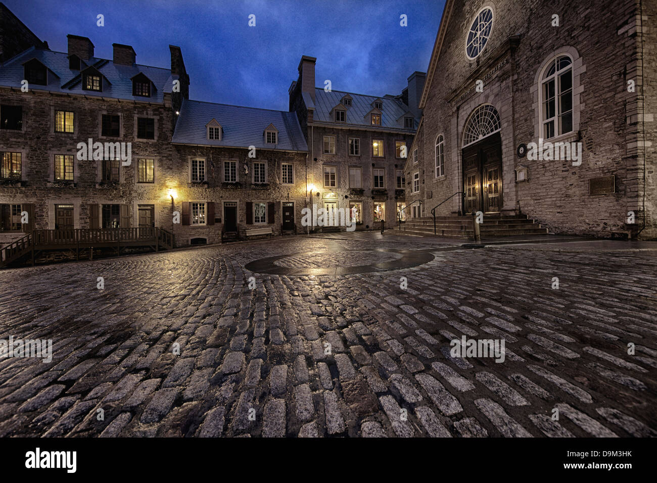 The heart of Place Royale, the 17th century reconstructed old town of Quebec City. Stock Photo