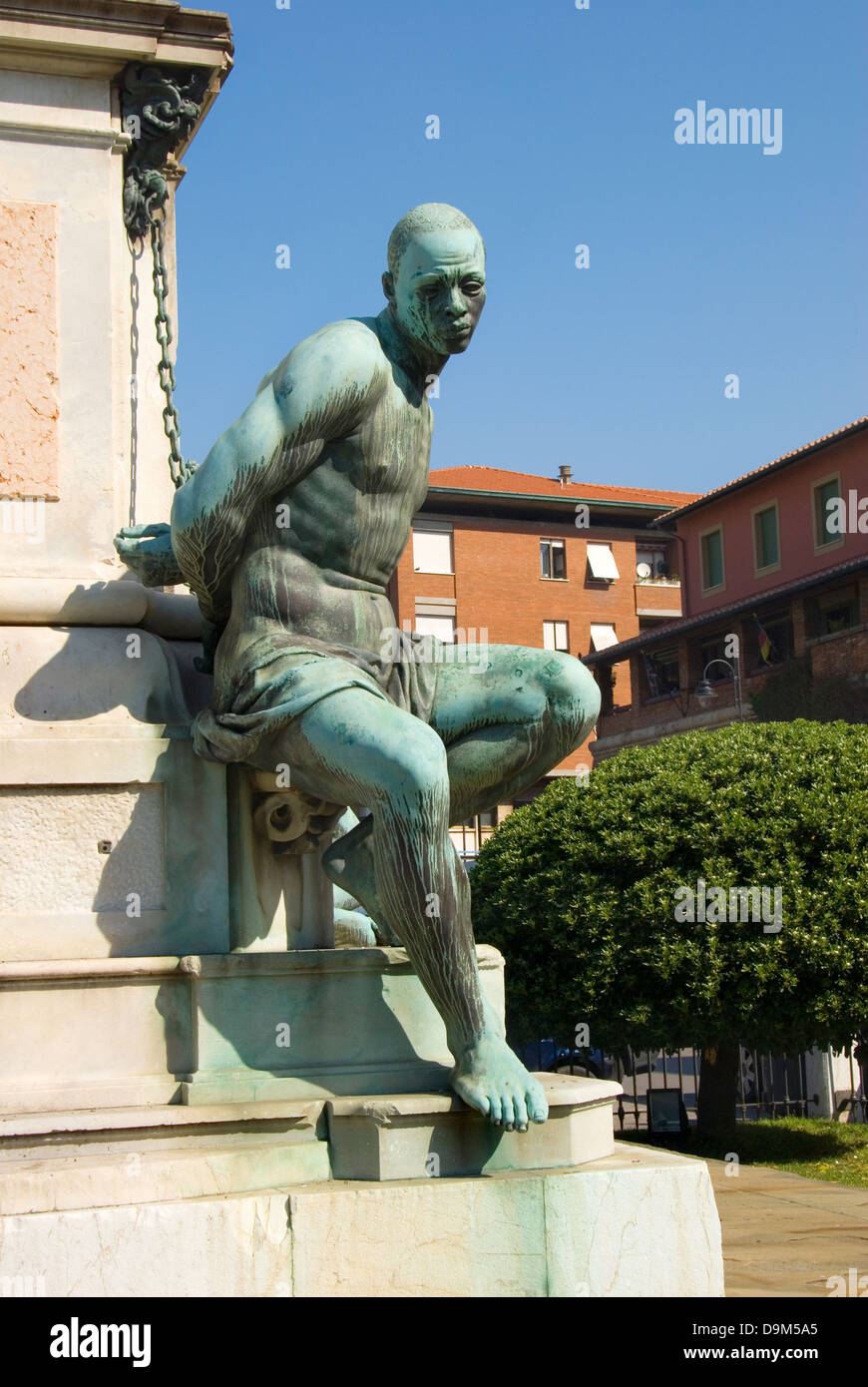 Livorno, Tuscany, Italy. Monumento dei Quattro Mori (Monument of the Four Moors) Detail of slave in chains Stock Photo
