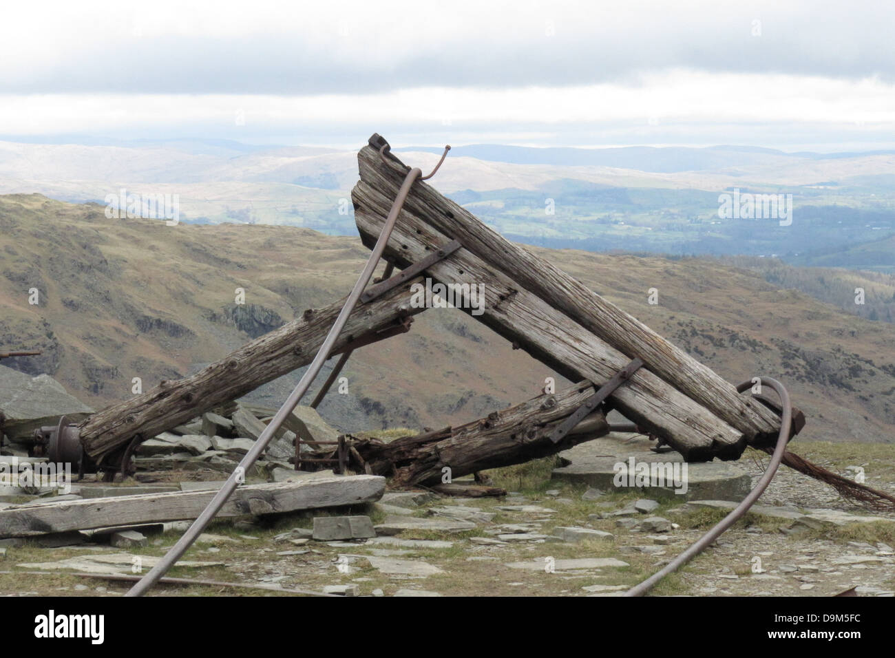 Old wooden disused mine workings Stock Photo