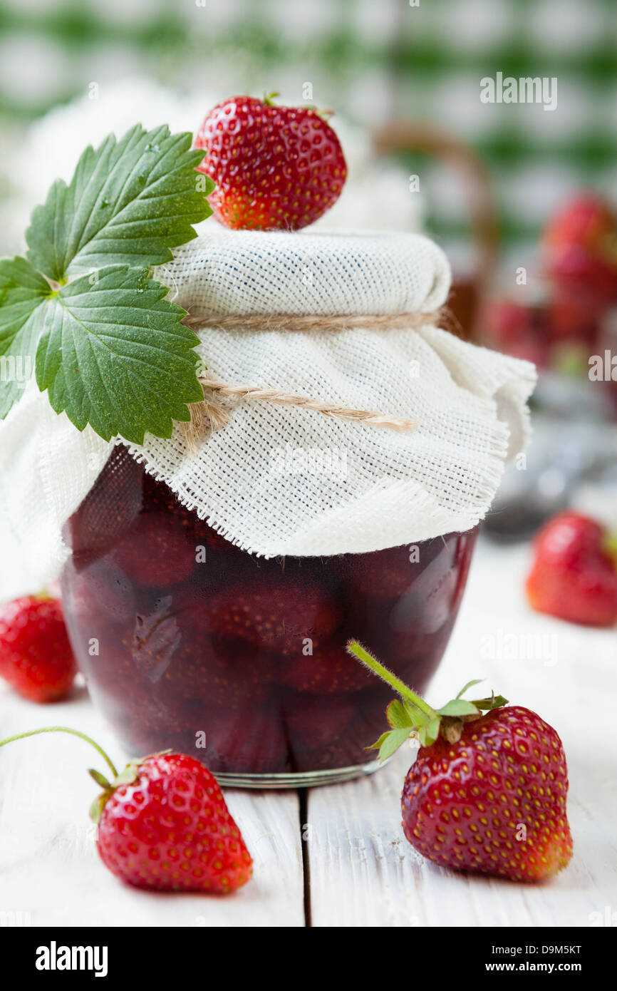 Strawberry jam in a glass jar hi-res stock photography and images - Alamy