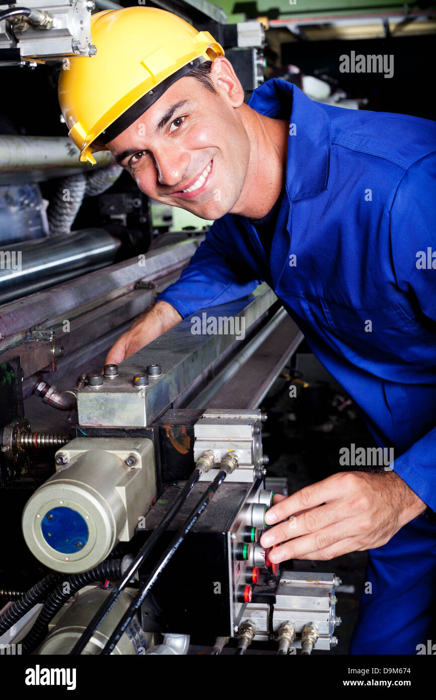 happy modern industrial machine operator at work Stock Photo Alamy