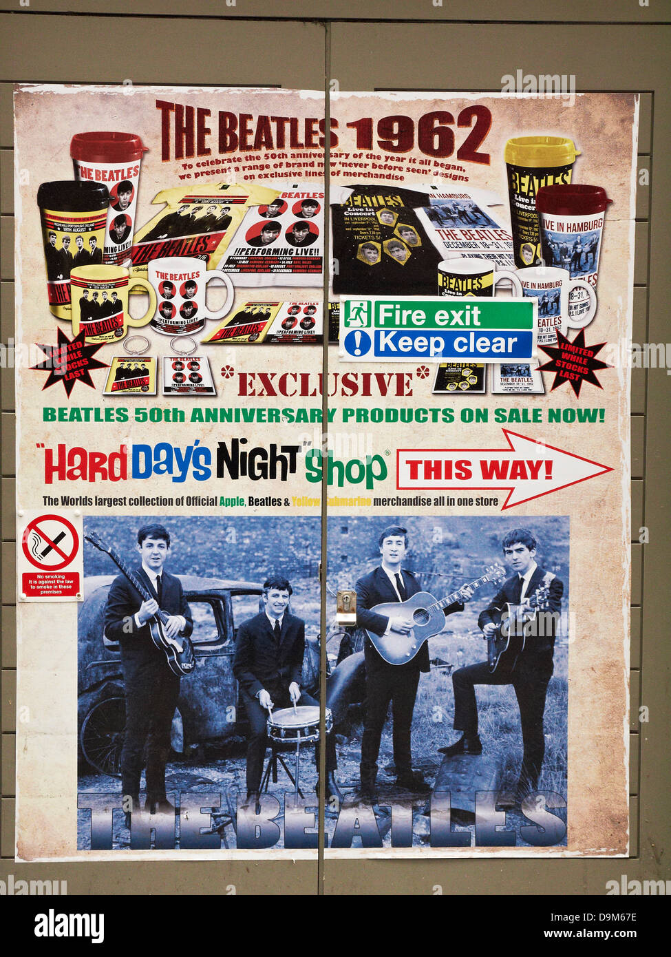 Beatles poster from Hard Days Night Shop in Liverpool UK Stock Photo