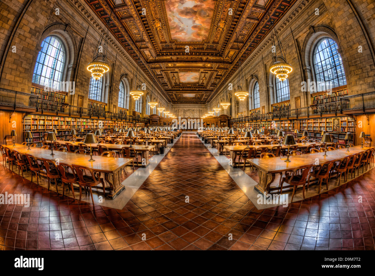The Rose Main Reading Room in the main branch of the New York Public Library in New York City. Stock Photo