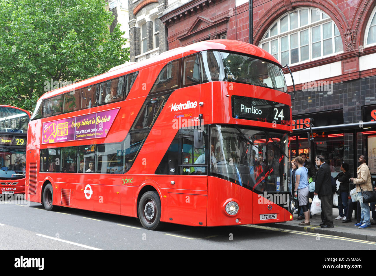 Charing Cross Road, London, UK. 22nd June 2013. One of The New Bus for London (NB4L) on the 24 route on Charing Cross Road. Credit:  Matthew Chattle/Alamy Live News Stock Photo
